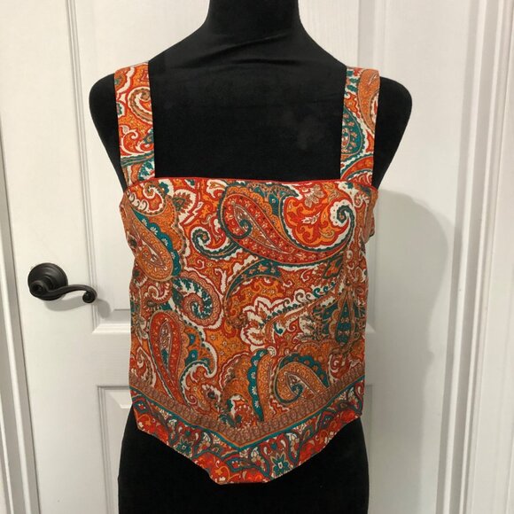 Band Of The Free Orange Paisley Sleeveless Top Size‎ Medium NWT - Picture 6 of 8